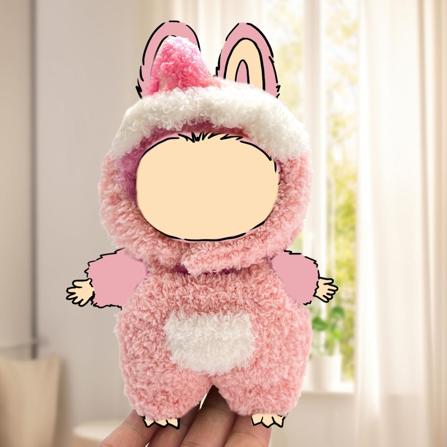 LUFZFEU 2025 New 17 cm Doll Clothes, Cute Outfits for Clothes Set, Keychain Accessories for Dolls, Faking Animal Style Doll Outfit Jumpsuit (Pink Dinosaurs)