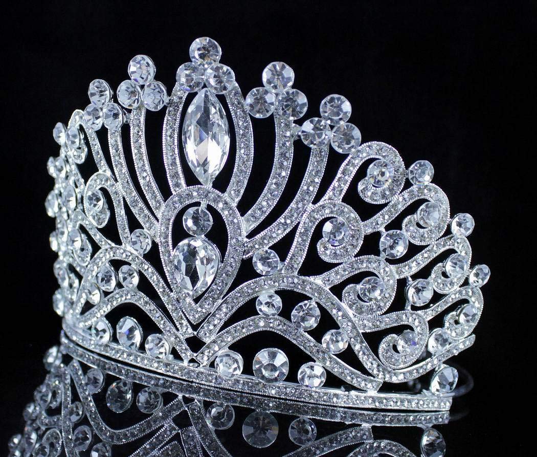 TWINKLING CLEAR WHITE AUSTRIAN CRYSTAL RHINESTONE TIARA CROWN WITH HAIR SIDE COMBS HAIR JEWELRY BRIDAL PRINCESS QUEEN COSTUME WE