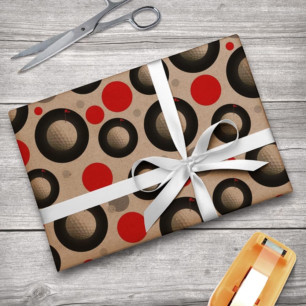 GRAPHICS & MORE Golf Ball Moon Flag Golfing Premium Kraft Gift Wrap Wrapping Paper Roll