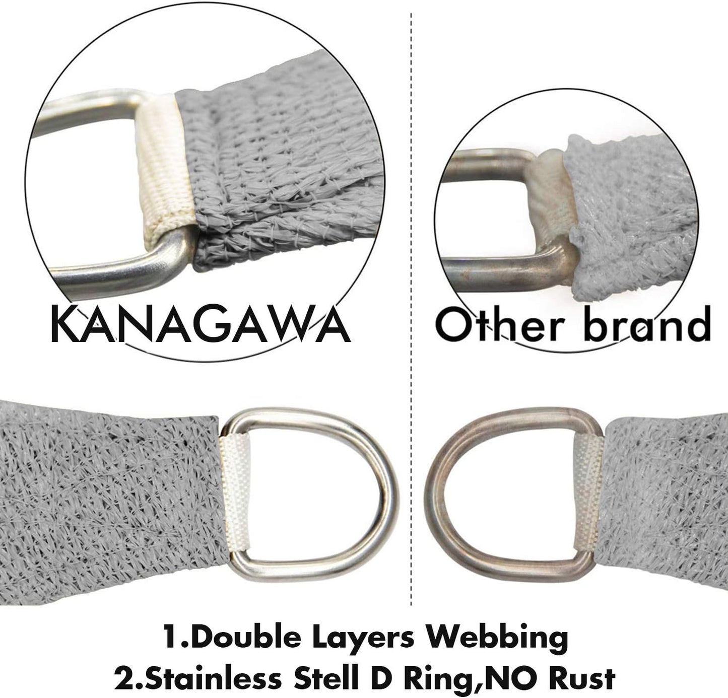 KANAGAWA Sun Shade Sail 10'x13' Gray Rectangle UV Block Canopy Awning Shelter Fabric Cloth Screen for Outdoor Patio Garden Backyard Activities