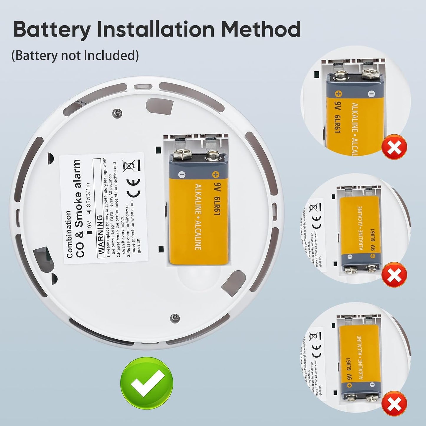 SHYEEH Smoke and Carbon Monoxide Detector, Combination Smoke Alarm and Carbon Monoxide Detector Battery Powered, CO Detector Alarm with Sensitive Sensor, Sound Warning and LCD Display, CDR-803