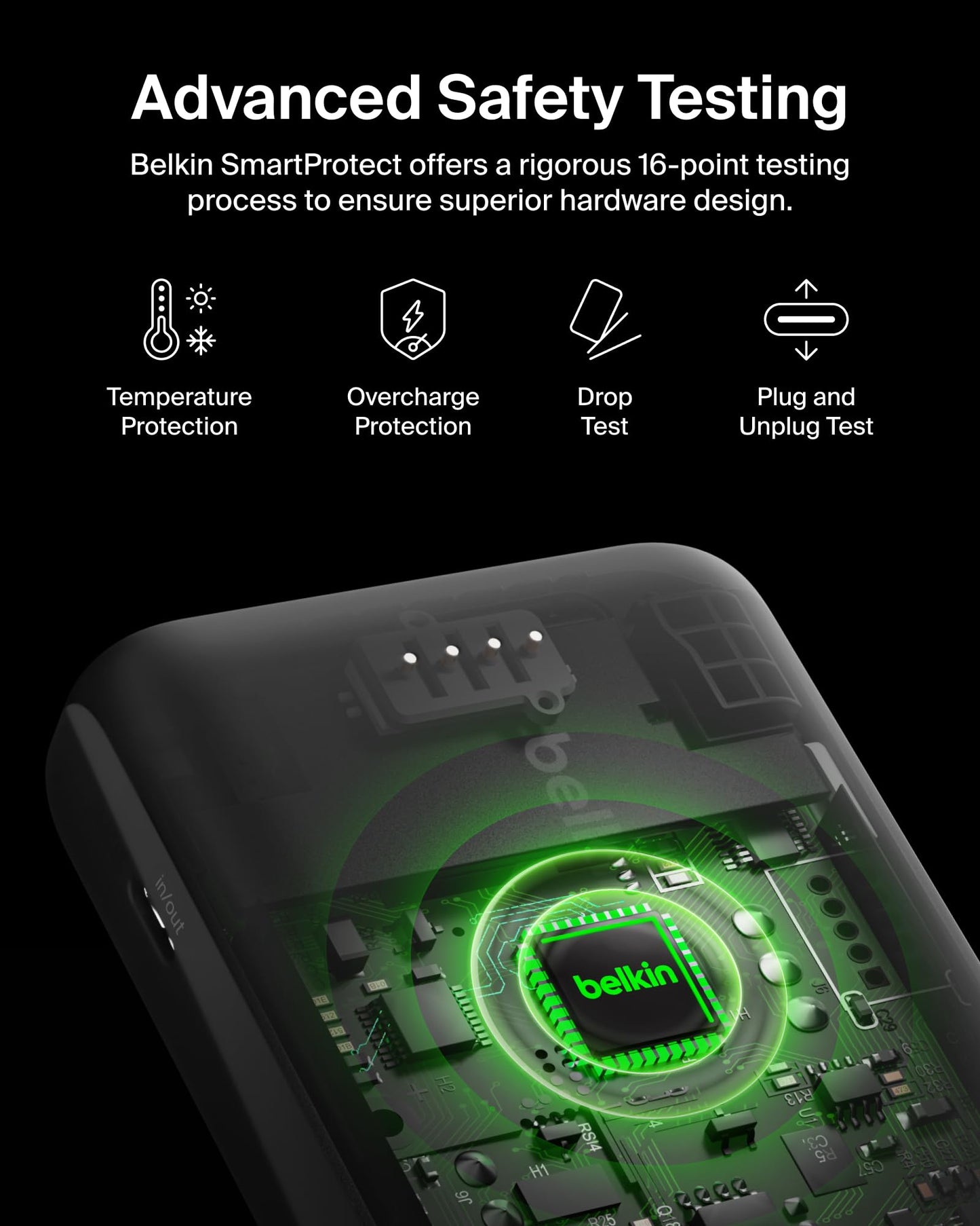 Belkin Portable Charger Power Bank for iPhone/Android - 10,000mAh, 23W Battery Pack for Phone with Integrated USB-C, Lightning Cables - Pass-Through Capability, Charge 2 Devices at Once