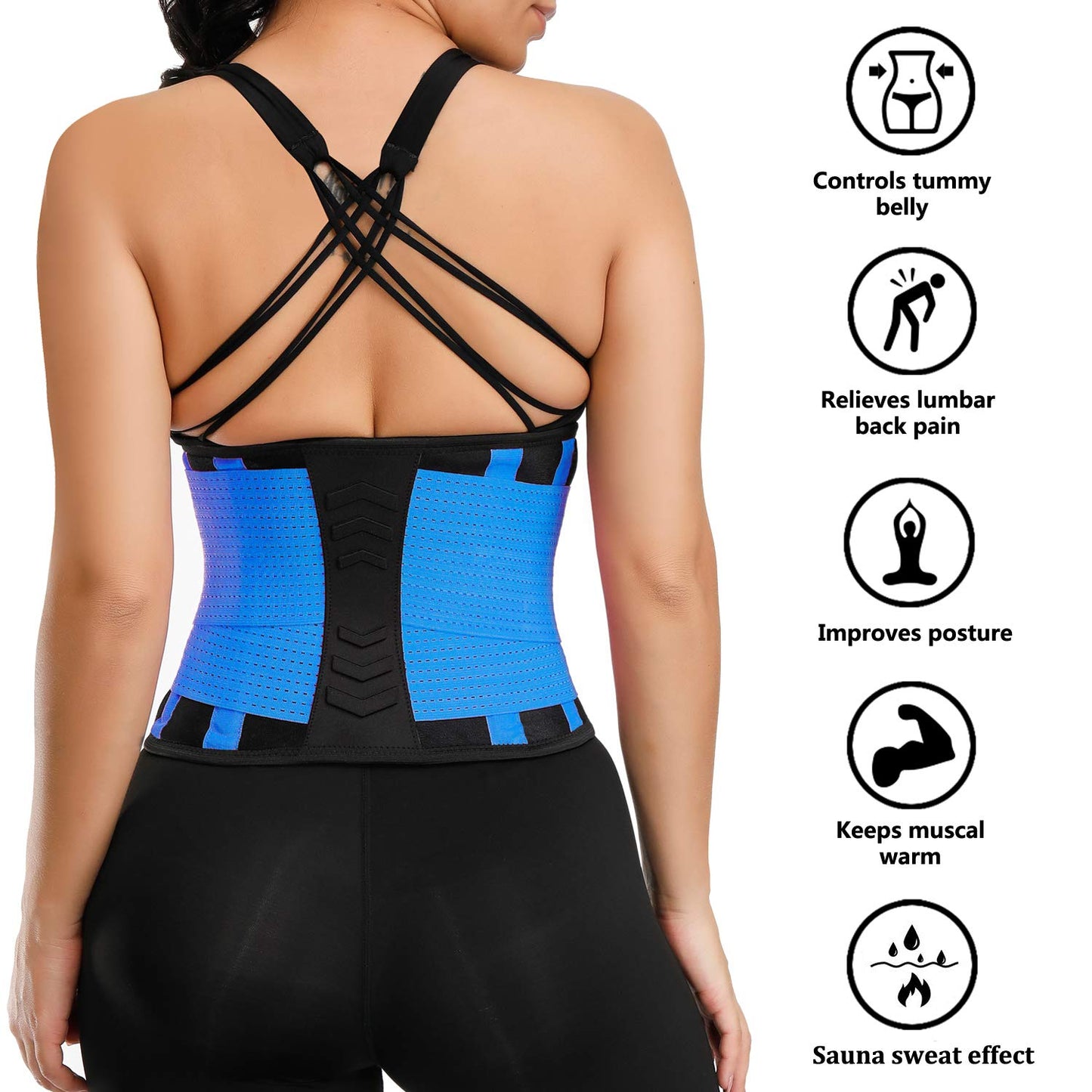VENUZOR Waist Trainer Belt for Women - Waist Cincher Trimmer - Slimming Body Shaper Belt - Sport Girdle Belt (UP Graded)(Blue,XL)