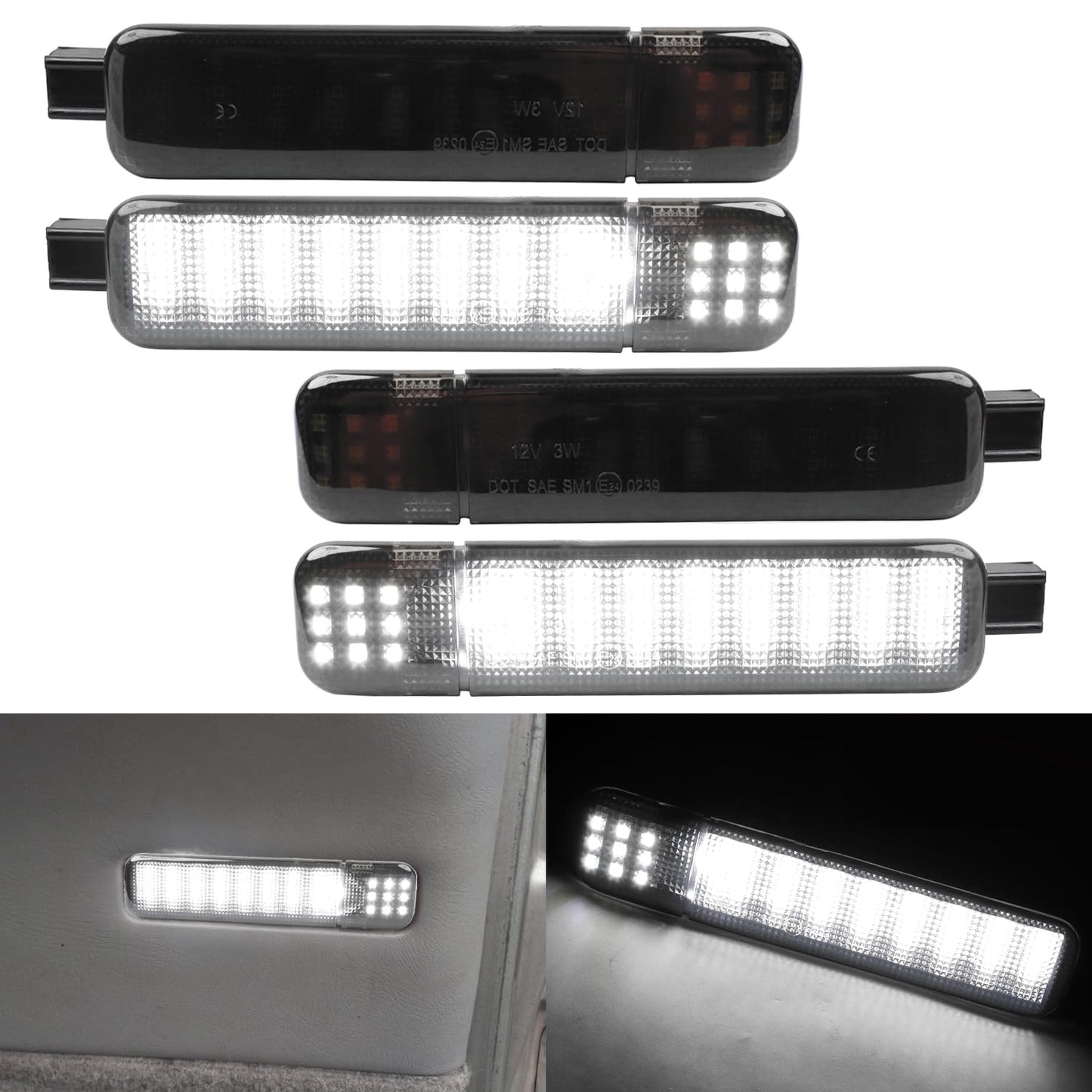 Afeisol Led Side Door Panel Lights Courtesy Light Fit For Chevy Sierra Gmc C/K  Yukon Silverado 1500 2500 3500 Avalanche  Suburban  Hum-Mer H2  Car Interior Doors Panel Lighting (White-smoky aroma Lens)