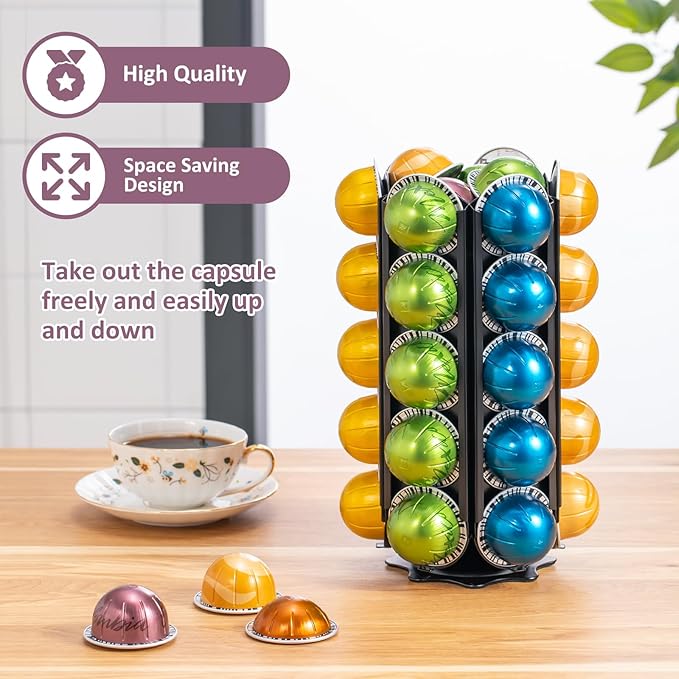Rice rat Pods Holder Capsules with Central Extra Pod Storage (Carousel-30 Pods)