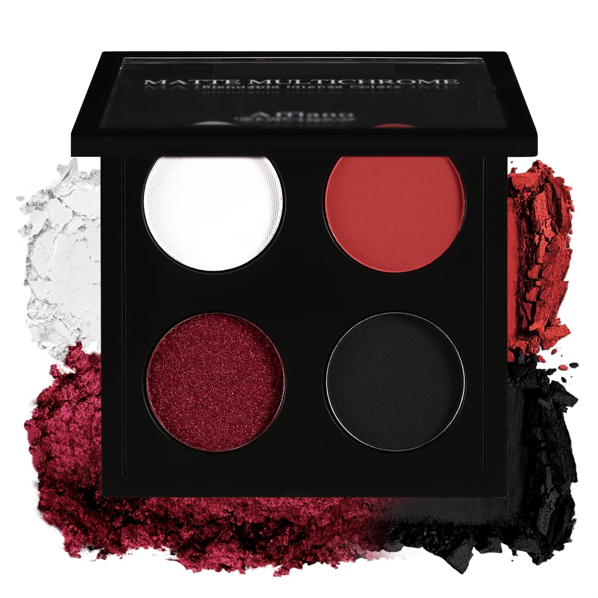 Afflano Gothic Red Makeup Eyeshadow Palette, Matte White Black Red Eye shadow, Ultra-Pigmented Chrome Red Glitter Eyeshadow, Int