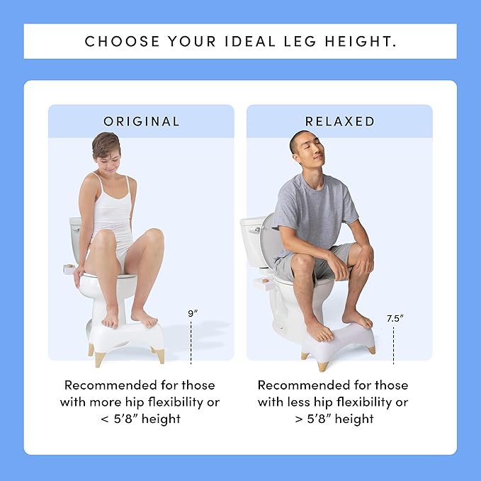 TUSHY Ottoman: A Premium Toilet Stool for The Bathroom, Modern Sleek Design | Squatting Position Helps Improves Bowel Health & Relieves Constipation (Relaxed 7.5" White/Brushed Nickel)
