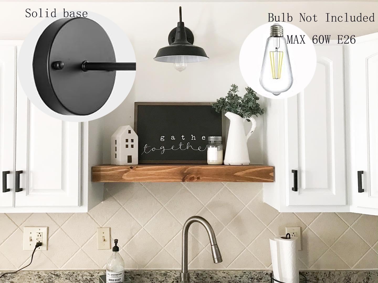 Brightess Black Vanity Light Fixtures, Gooseneck Barn Style, Metal, Set Of 2, Hardwired Sconces For Kitchen And Bedroom