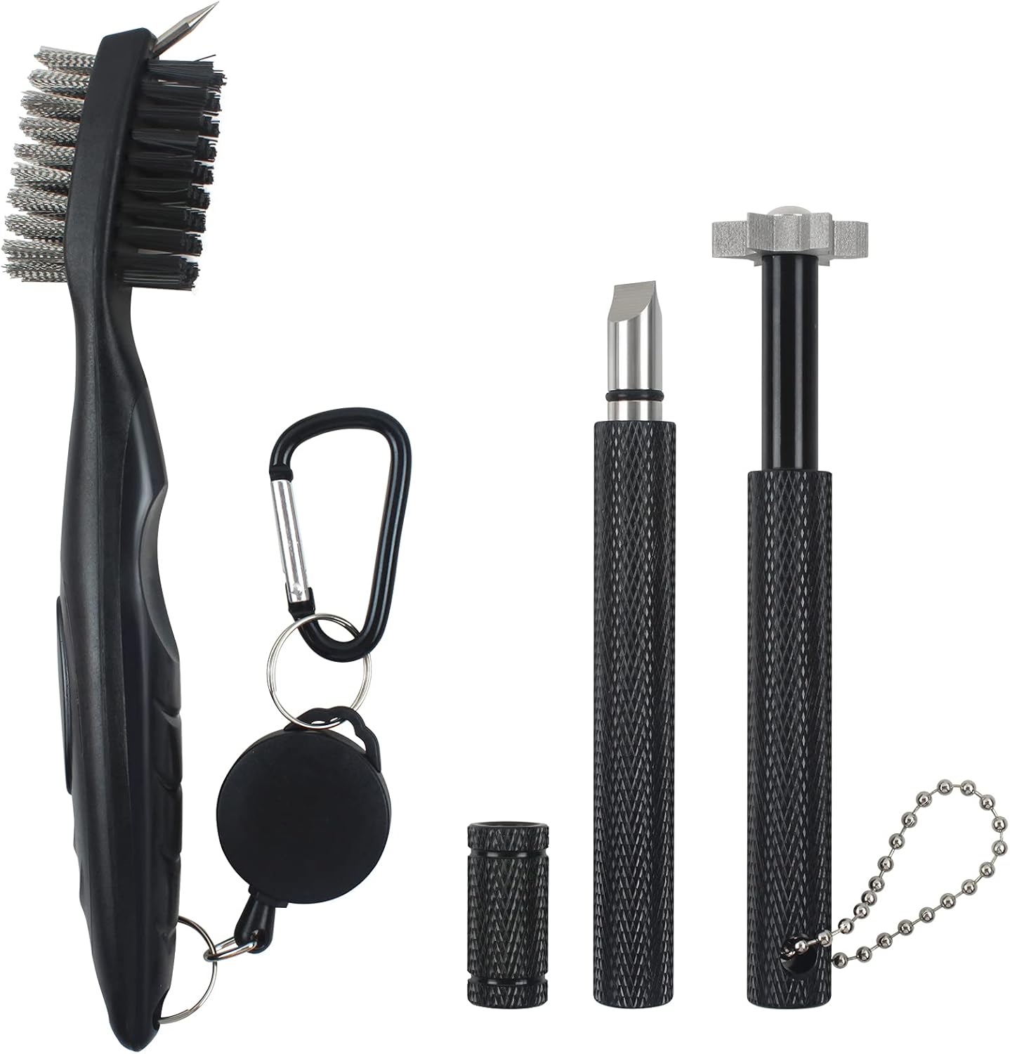 VIPMOON Golf Club Groove Sharpener Tool, Golf Brush and Groove Cleaner with Retractable Zip-line Aluminum Carabiner, Groove Sharpener Golf for Wedge & Irons, U & V-Grooves, Golf Accessories for Men