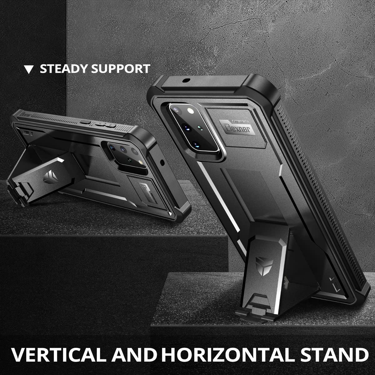 Dexnor For Samsung S20 Plus Case, [Built In Screen Protector And Kickstand] Heavy Duty Military Grade Protection Shockproof Prot
