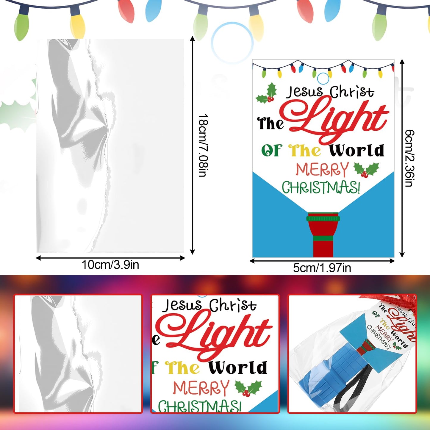 Flutesan 12 Sets Christmas Christian Gifts Bulk Flashlights Set With Jesus The Light Of The World Verse Cards 9 Led Handheld Lights Merry Christmas Card With Opp Bag For Party Favors