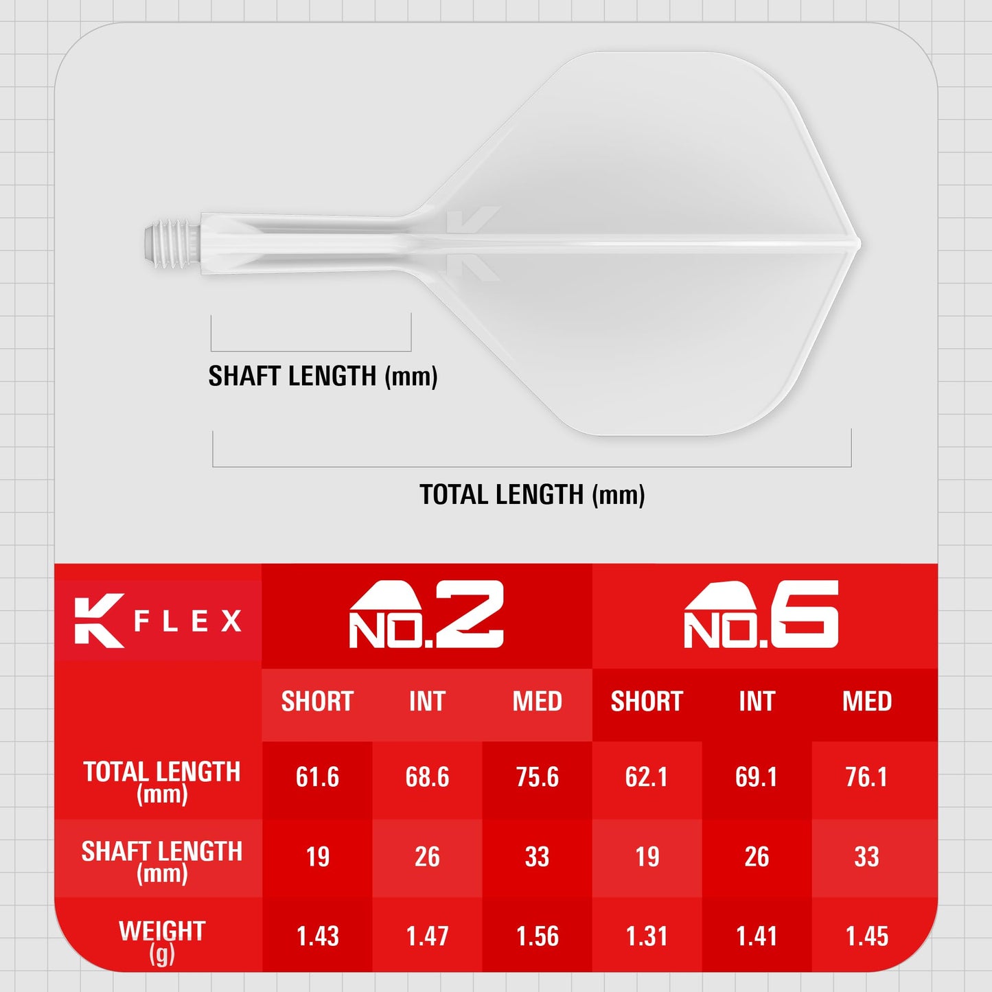 Target Darts K Flex Integrated Dart Flights And Shafts  No.2 White (Intermediate) | Pack Of 3 K-Flex - No2  Kflex All In One Moulded Dart Flight & Stem | Professional Dart Accessories