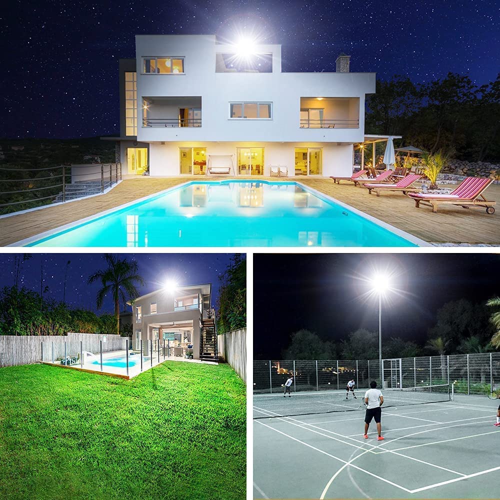 Yanycn 2 Pack 800W Led Flood Light Outdoor 3750W Equivalent Super Bright Floodlight With Plug 88500Lm 5000K Daylight White Ip66 Waterproof Commercial Lighting For Sports Fields Counts Arena Stadium