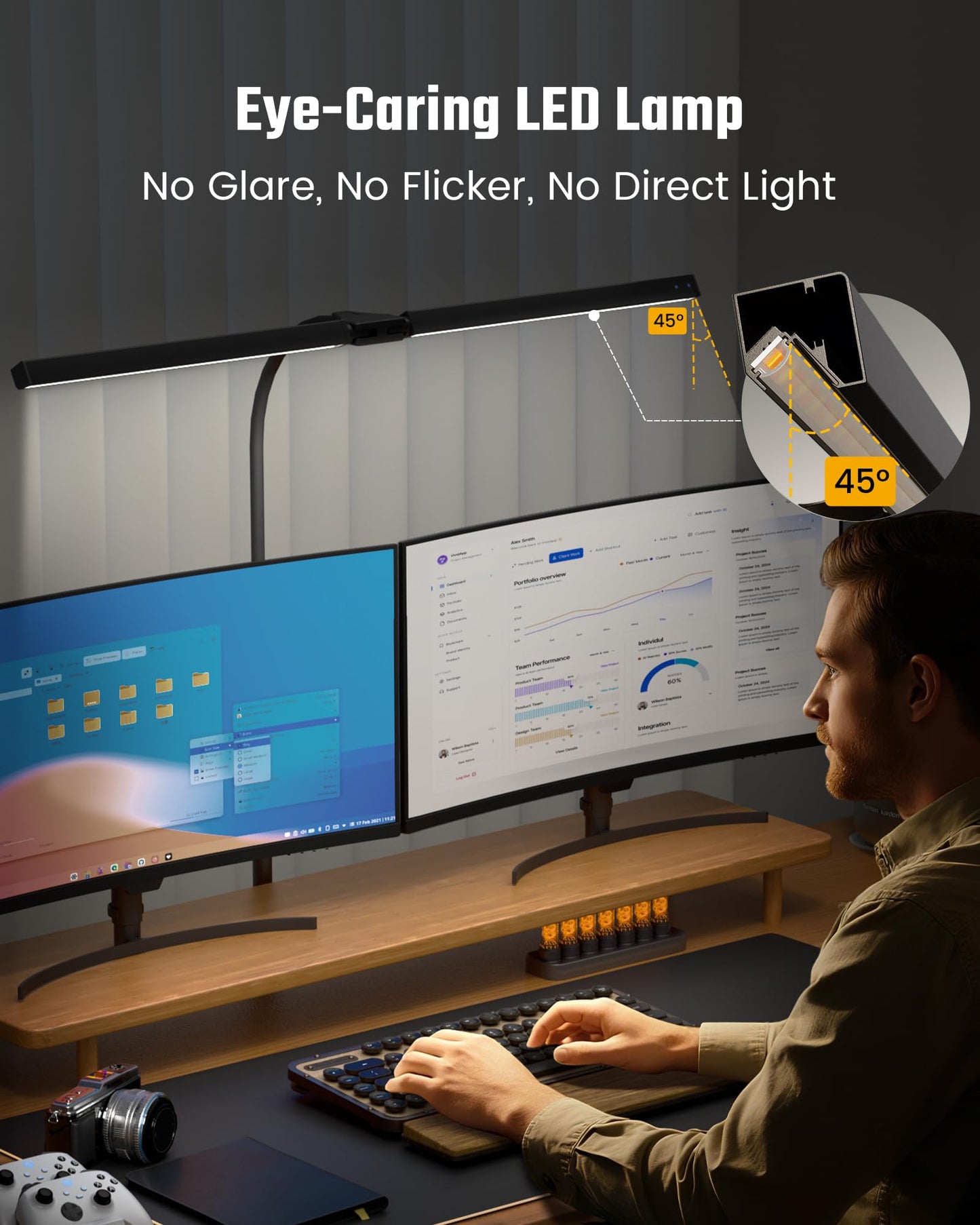 ONLYWIN LED Desk Lamp with Clamp, Adjustable Gooseneck, 3 Color Modes, Black, Model SDDL007, Medium Size