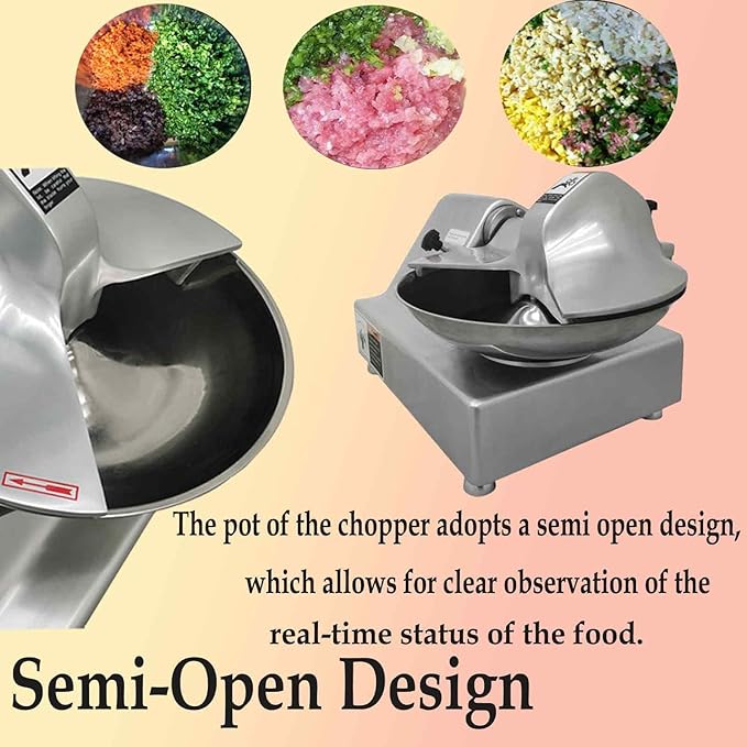 110V 5.5L Meat Vegetable Food Chopper Processor, Prep Food Processor, 550W Food Chopper with Partially Open Pot, Commercial Stainless Steel Blade Electric Shredder