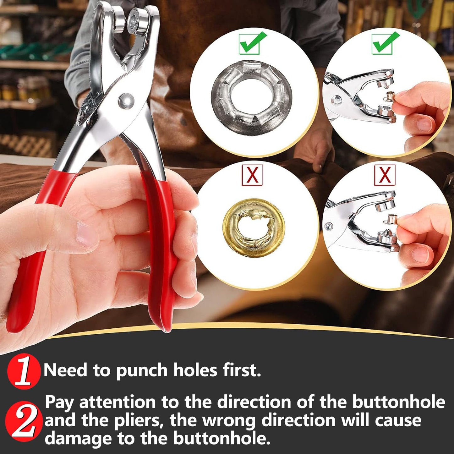 1003Pcs Grommet Tool Kit, 1/4 Inch 6mm(Inside) Grommet Eyelet Pliers Kit with 1000 Metal Eyelets with Washers for Fabric, Leather, Belt, Shoes, Clothes