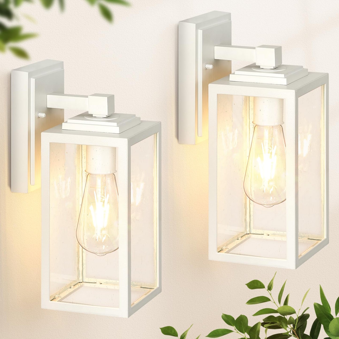 Vianis Outdoor Wall Light Fixture, 2-Pack Aluminum Lanterns, Anti-Rust, White, Model V81272W