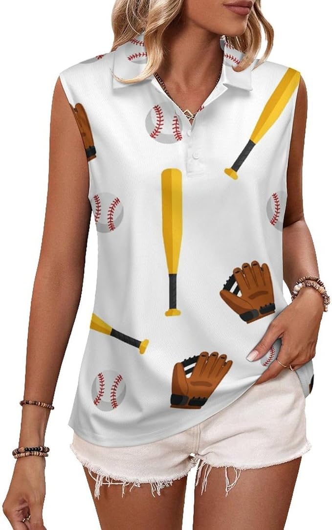 Huryilo Baseball Softball Ball Womens Golf Shirts Golf Polo Workout Shirt Athletic Tops