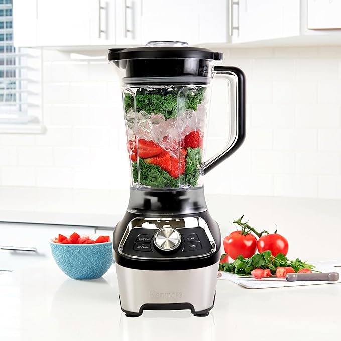 Kenmore Countertop Blender - Smoothie Maker Ice Crush Modes Self-Clean 64 oz Tritan Pitcher Variable Speed Stainless Steel Blades Dishwasher-Safe Kitchen Appliance 1200W Black