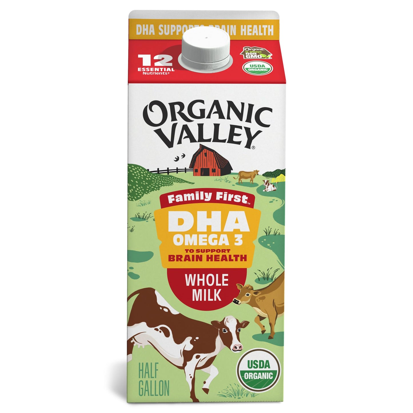 ORGANIC VALLEY Organic DHA Omega 3 Whole Milk, 0.5 GL