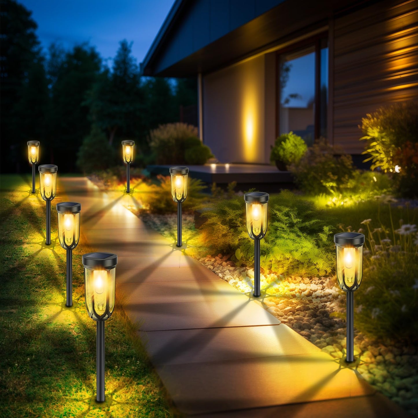 Barleit Solar Pathway Lights  Bright Solar Lights Outdoor Waterproof Ip65  Auto On/Off Solar Lights For Outside  Solar Garden Lights Landscape Lighting For Walkway Lawn Yard (4 Pack)
