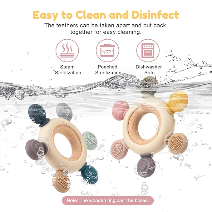 Baby Teething Toys for 0-6 6-12 Months, BPA Free Teether Sensory Toys for Babies 0 3 6 9 12 18 Months, Newborn Infant Toys Gifts for 1 One Year Old Baby Boys Girls