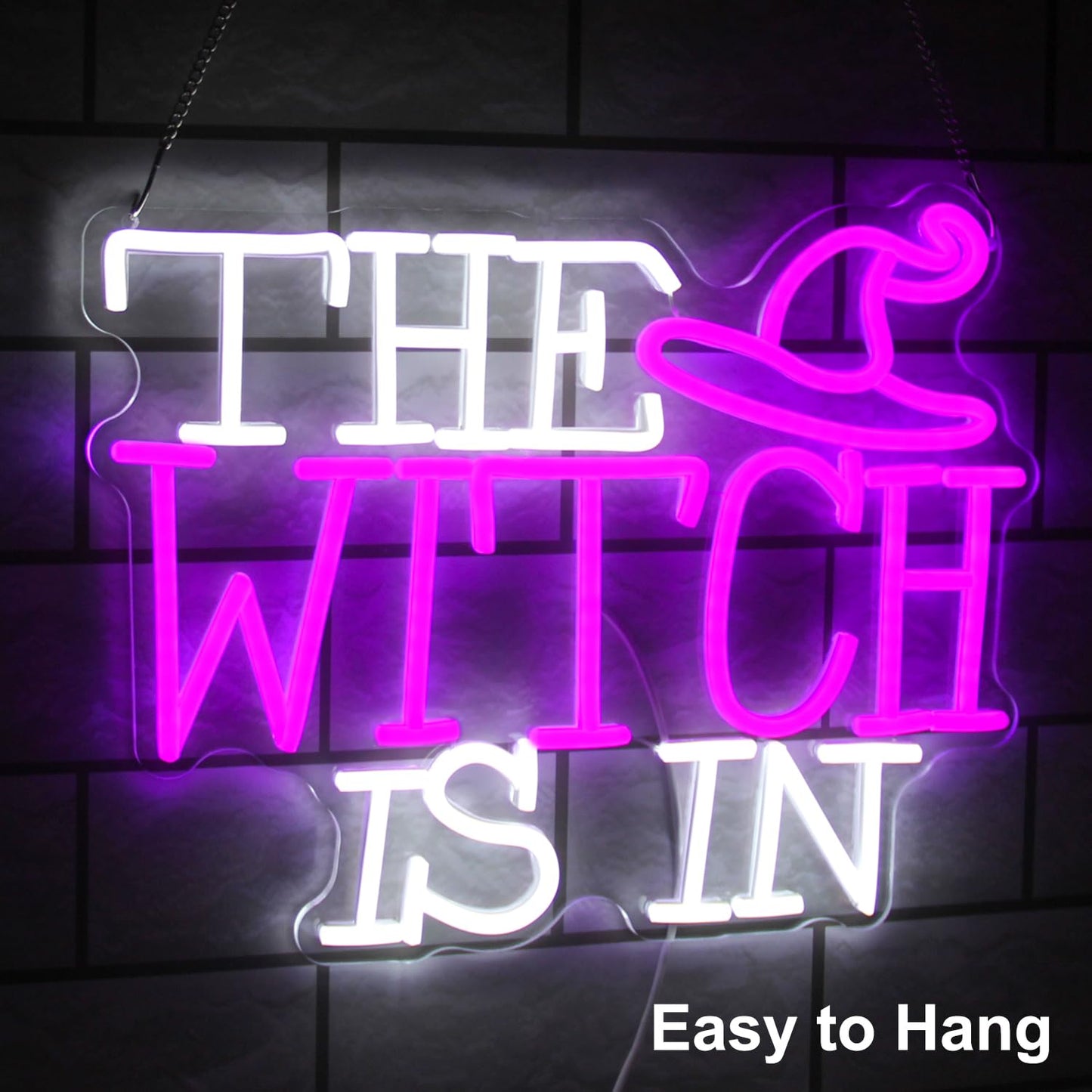 Kullneon Witch Hat Neon Light - Dimmable LED Sign for Halloween Decor - Purple/White - Model YL-Witch In