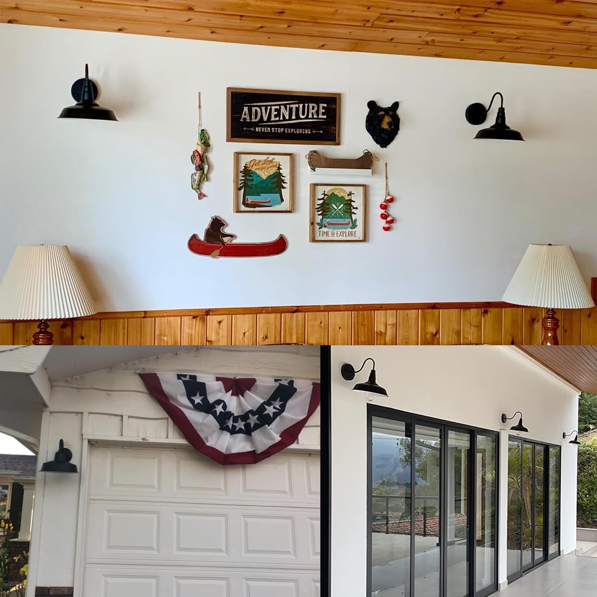 Brightess Black Vanity Light Fixtures, Gooseneck Barn Style, Metal, Set Of 2, Hardwired Sconces For Kitchen And Bedroom
