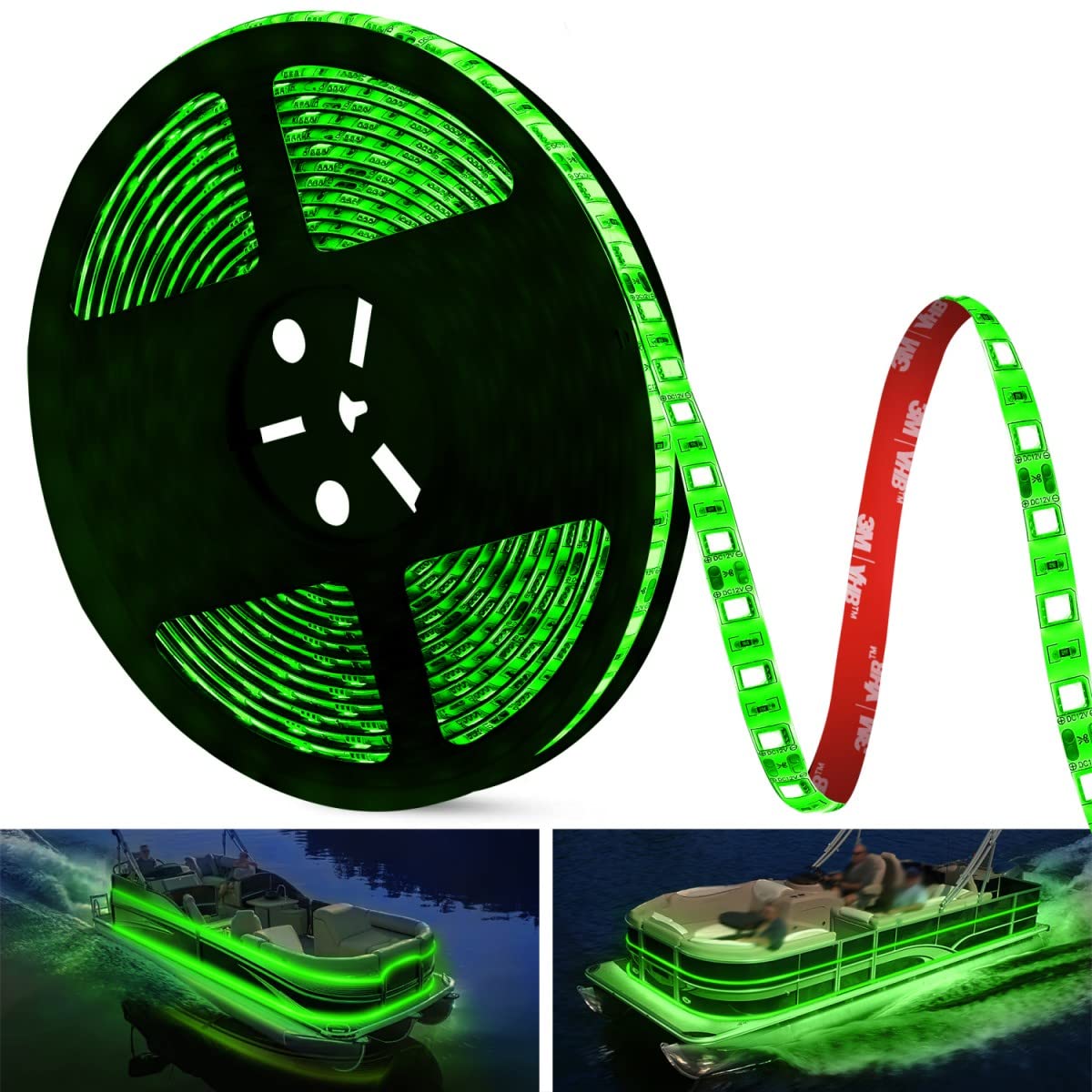 Vbakor LED Boat Lights, Waterproof 25FT Green Strip Lights, Marine Pontoon Deck Interior Lighting, Under Gunnel Night Fishing Accessories
