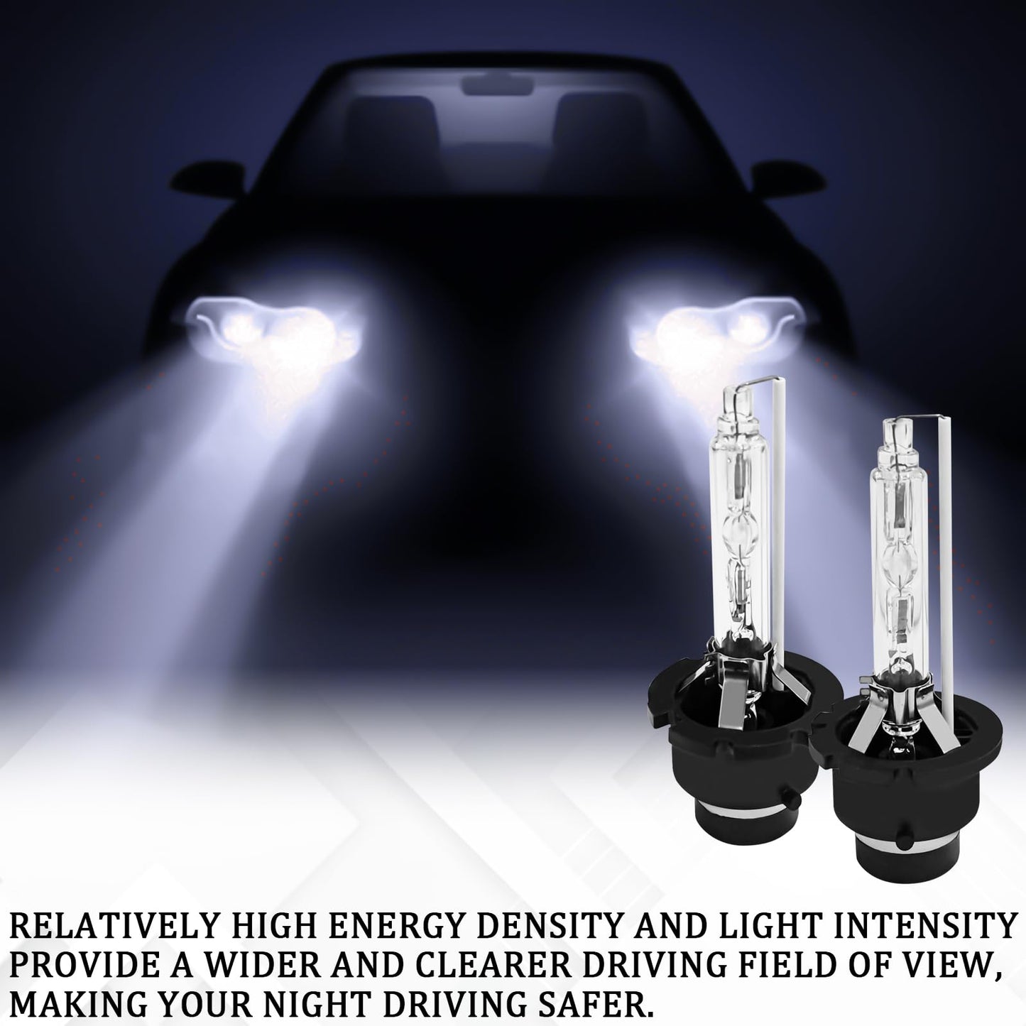 Samwingear D2S Hid Headlight Bulbs 2Pcs 35W Super Bright Bulbs  D2S Headlight Bulb D3S Hid Car Original Replacement Lights 12V High Beam Low Beam Xenon Bulbs With Metal Stents Base (D2S White)
