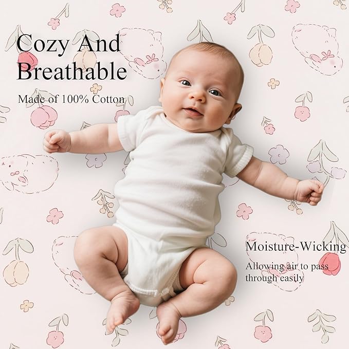 100% Jersey Cotton Bassinet Sheets 20"x33" Fits Baby Delight, Fodoss, Dream On Me Skylar and Most Rectangle Bedside Sleeper, Super Soft Breathable Fitted Sheets, 3 Pack, Pink