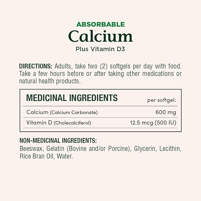 Nature's Bounty Absorbable Calcium 1200mg plus Vitamin D3 1000IU 200 count