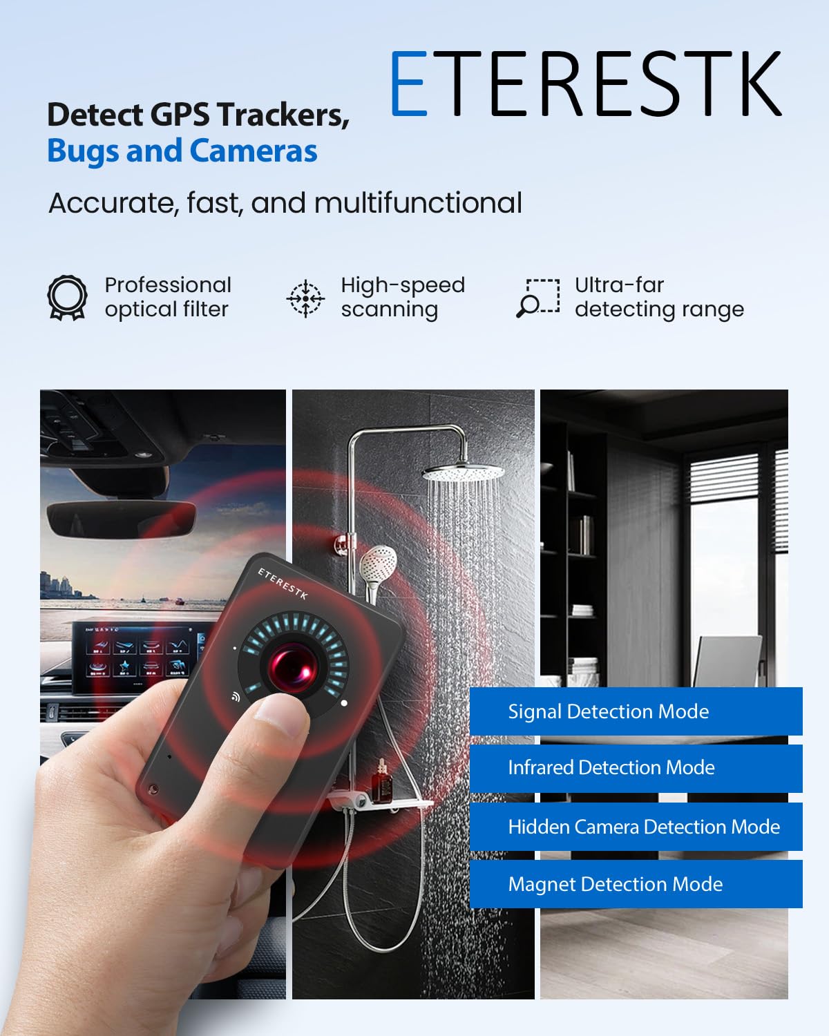 ETERESTK Carbon Dioxide Detector Portable CO2 Monitor Travel Hotel Room CO2 Detector with LED Display Alarm Precision Sensor Real-Time Combustible Gas Concentration Detectors Long Battery Life Compact
