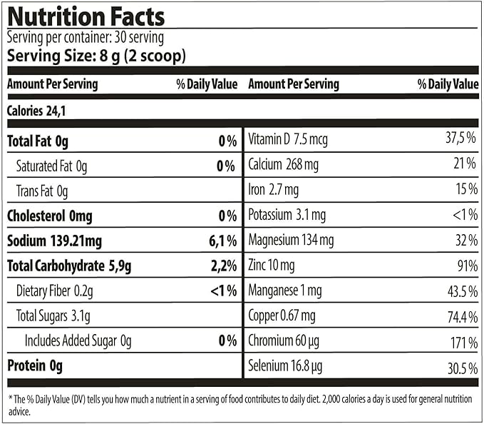 FARMASi Nutriplus Restore – with Calcium, Magnesium, Zinc, Manganese, Copper, Chromium, Selenium & Vitamin D | Non-GMO, Gluten-Free, Vegan | 240 g / 8.47 oz