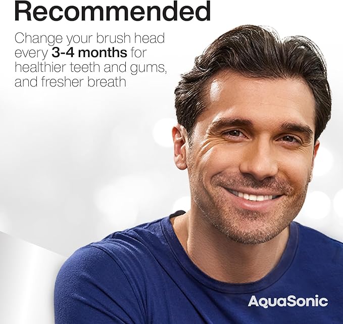 AquaSonic Proflex Replacement Brush Heads | ADA Accepted | for Whiter Teeth & Gum Care | Compatible with Many AquaSonic Toothbrush Handles (8 Pack White)