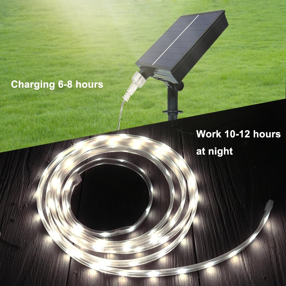Solar Led Strip Lights Outdoor Waterproof 9.8Ft White Solar Powered Strip Lights With Remote Timer 8 Lighting Modes Ip65 Waterproof Strip Lights For Step Gazebo Balcony Outdoor Bar Garden Decor