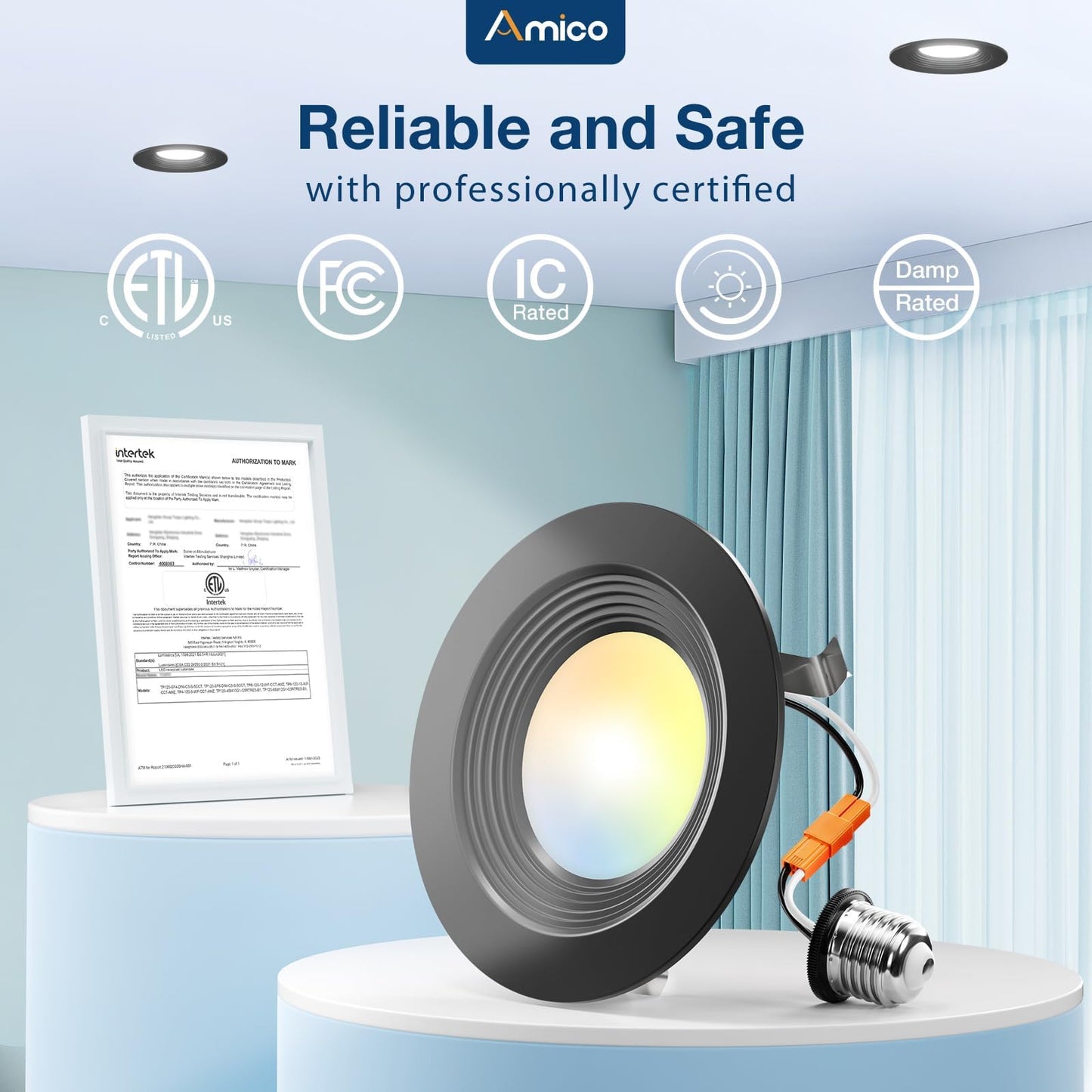 Amico 4 Pack 4 Inch 5Cct Led Recessed Lighting  Dimmable  8.5W=60W  650Lm  2700K/3000K/4000K/5000K/6000K Selectable  Retrofit Can Lights With Baffle Trim  Ic Rated - Etl & Fcc  Black