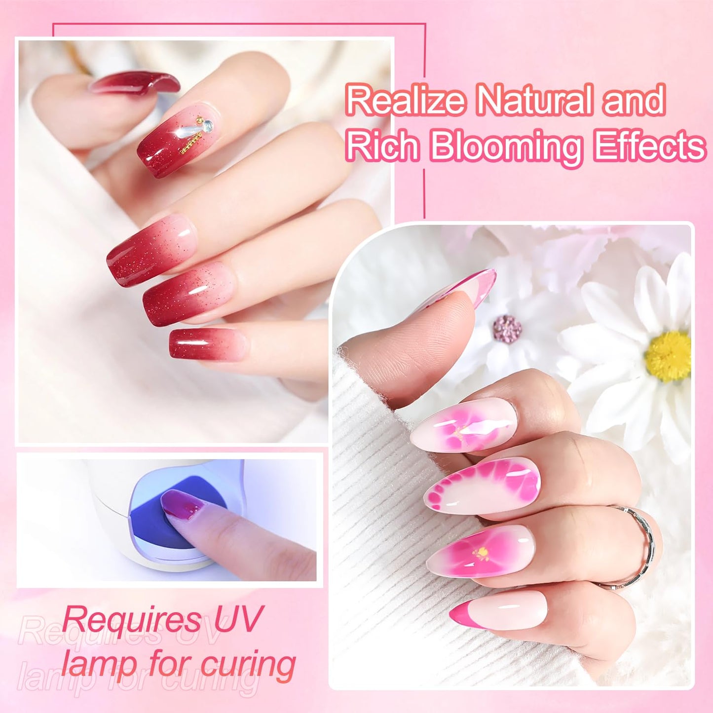 JODSONE 16.5ml Clear Blooming Gel Gel Nail Polish for Spreading Effect Marble Natural Stone Watercolor Floral Print Nail Paintin