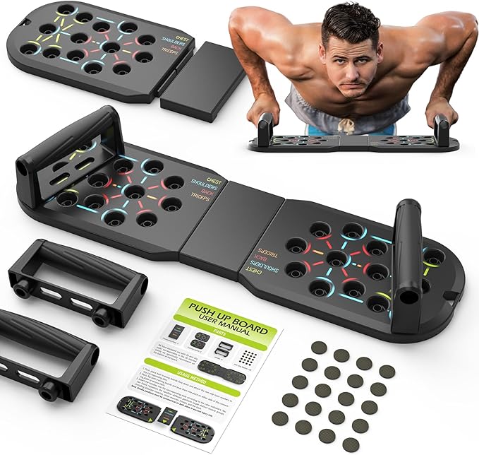 JLoibao Push Up Board Fitness, Workout Home Gym Equipment, 20 in 1 Exercise Pushup Bar Handles for Floor, Strength Trainin...