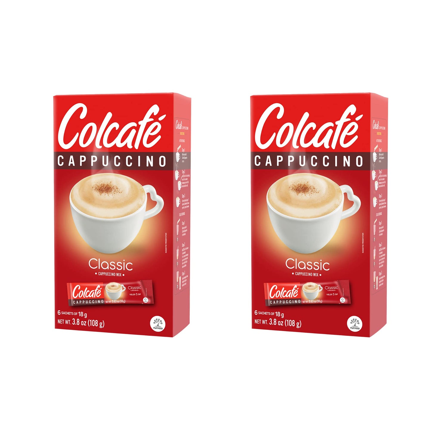Colcaf   Classic Cappuccino Instant Mix | Convenient & Portable Packs | 100% Colombian Coffee | Make Hot or Cold | 6 Count (Pack