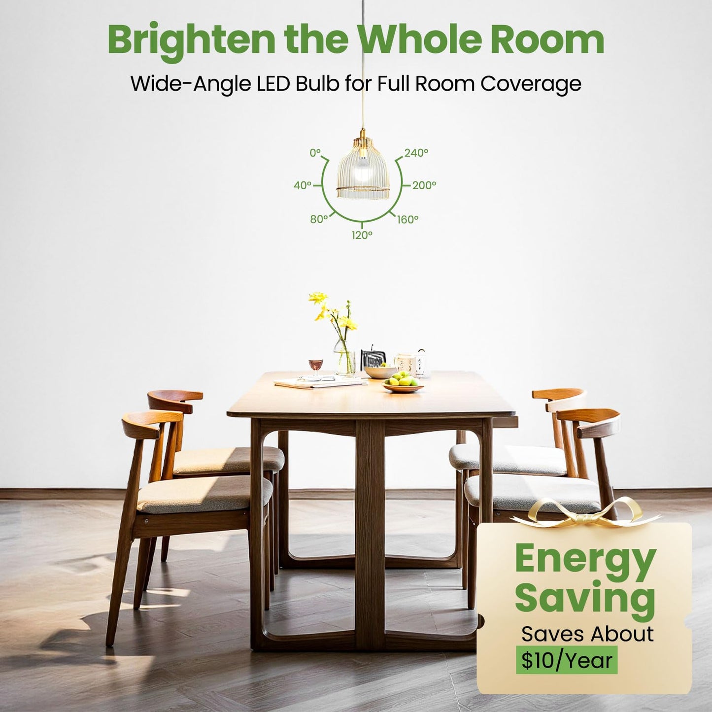 GOSCHE 6 Pack Bright Ceiling Fan Light Bulbs, 60 Watt Equivalent, E12 Led Bulb, A15 Shape Candelabra Base Chandelier Light Bulb, 120V Small Bulb, Non-Dimmable, Daylight 5000K, 6 Pcs