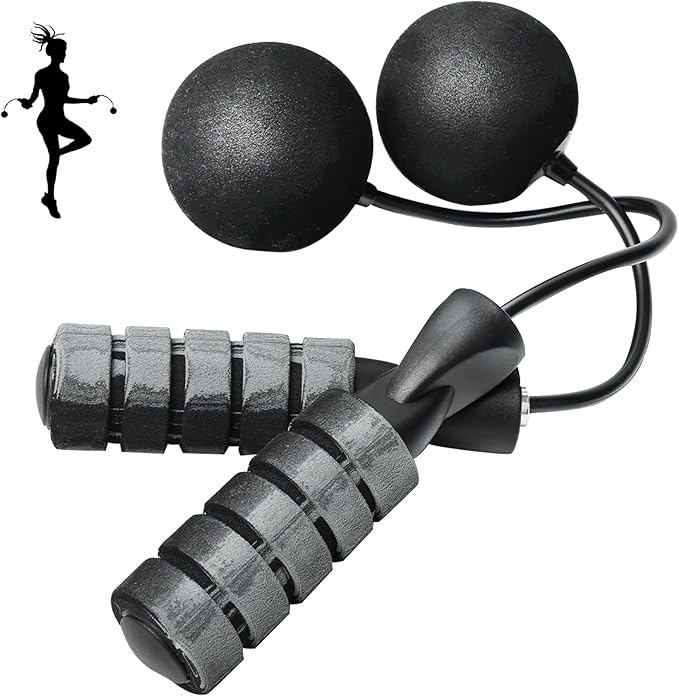 Cordless Jump Rope for Fitness with Indoor Jumping Rope Weighted Ropeless Skipping Jump Rope for Men Women Kids High-Speed...