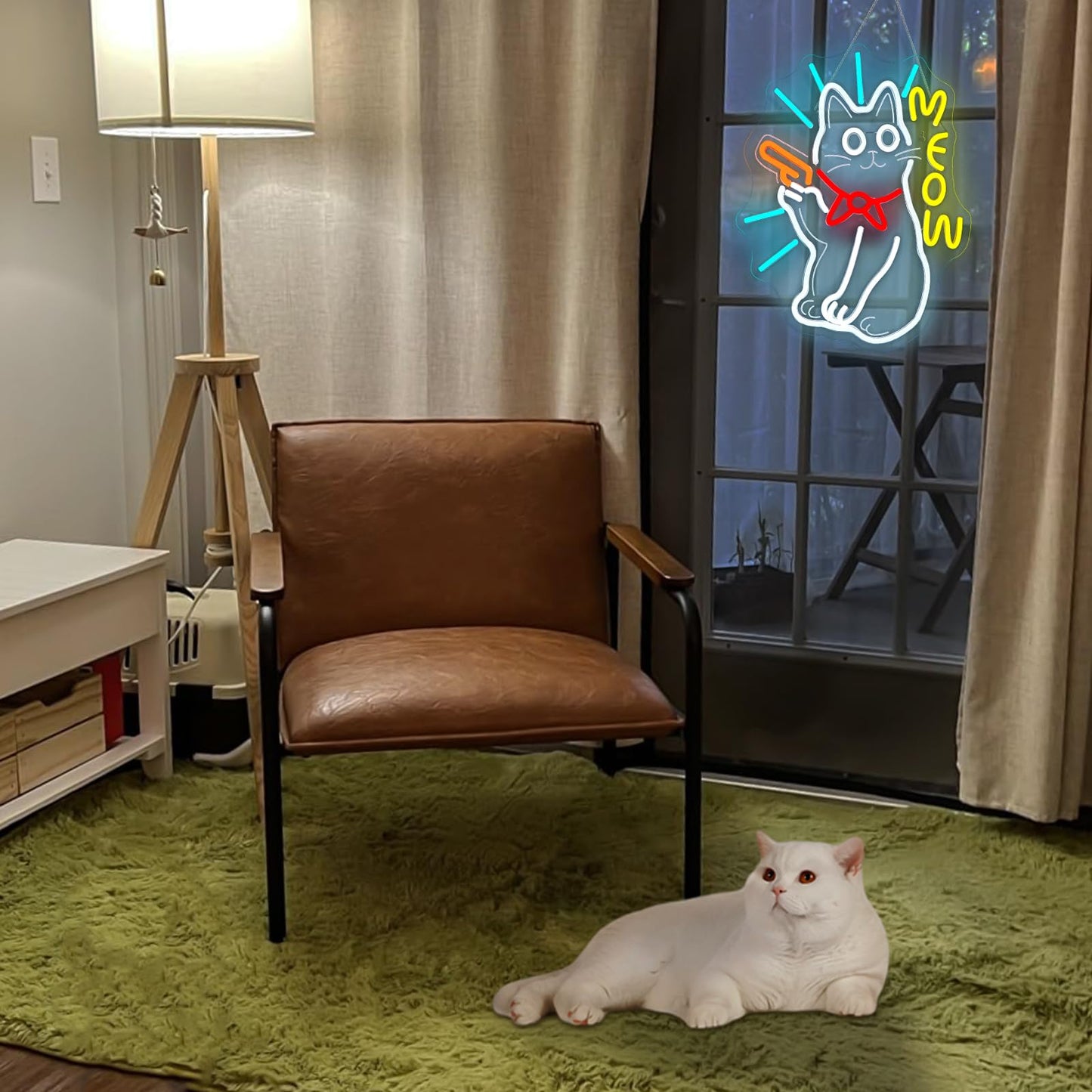 Wanxing LED Neon Sign - Cute Cat Night Light, USB Powered, Dimmable, Yellow, Modern Home Decor for Cat Lovers