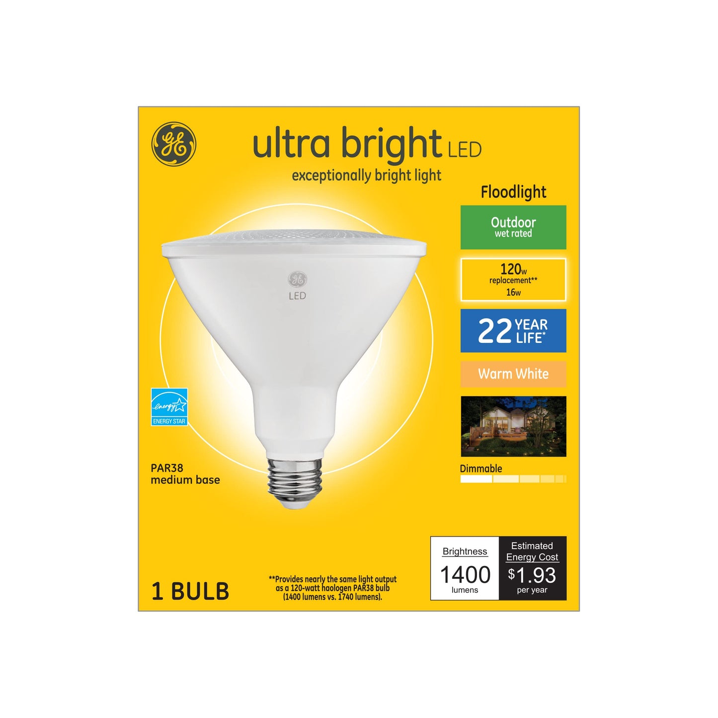 Ge Lighting Ultra Bright Warm White 120W Replacement Led Outdoor Floodlight Par38 Light Bulb (1-Pack)  (93128216)