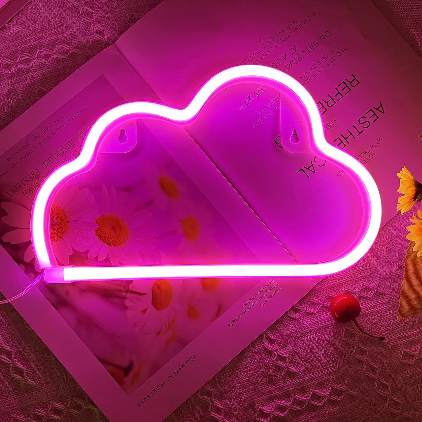 Bernicekelly Led Cloud Neon Light Wall Decor, Pink, Usb/Battery Powered, Model Yyi-50, Ideal For Bedroom Aesthetic And Party Decorations