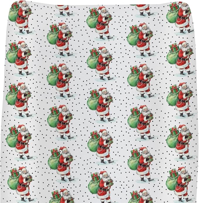 Vintage Christmas Santa Claus Gifts Baby Changing Pad Covers for Boys Girls Cute Santa Fitted Changing Table Cover Mats Winter Holiday Festive Soft Diaper Change Table Cover Sheets 32''×16''