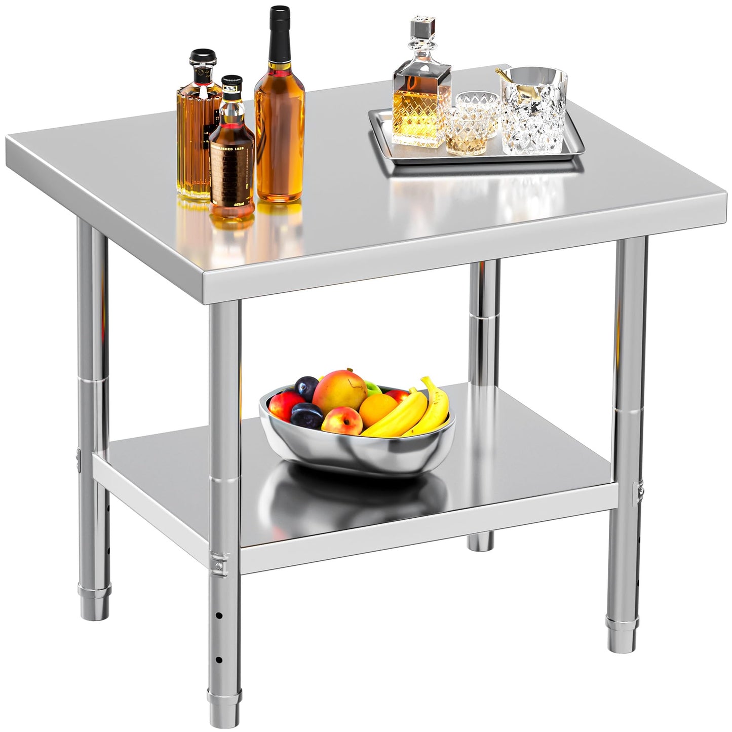 YITAHOME NSF Stainless Steel Table, 30" X 24" Work Table, 2 Shelves Metal Prep Worktable for Home Kitchen Restaurant Garage Warehouse Outdoor