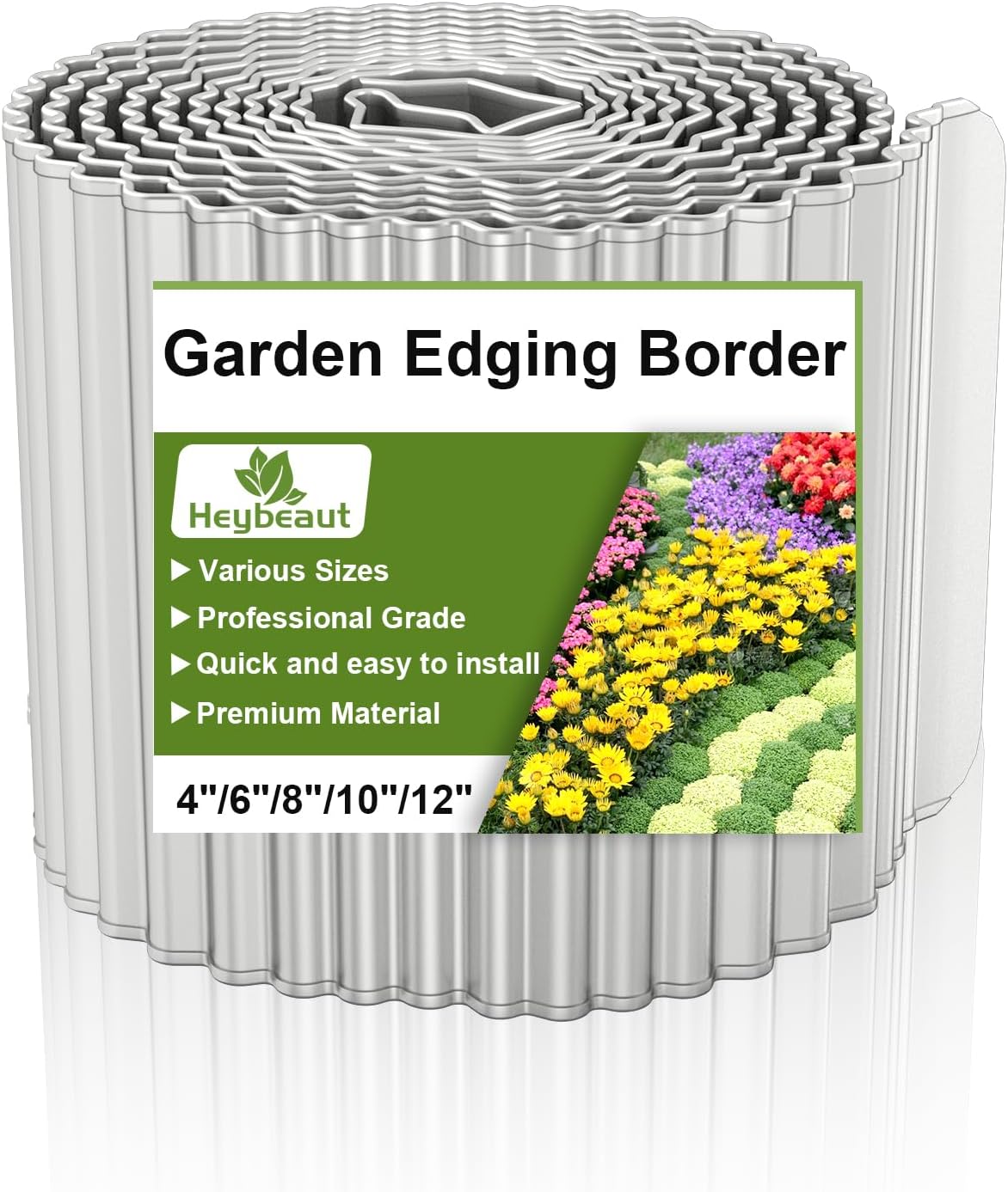 Corrugated Metal Garden Edging - 6" x20' Galvanized Steel Border, Durability Easy to Cut, Easy Installation & Stability, Ideal for DIY Flower Beds, Pathways and Patio Design Silver