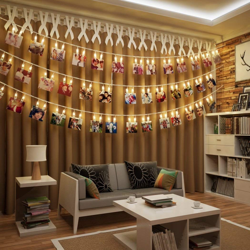 Liyuanq 40 Led Photo Clip String Lights, Usb Operated, Warm White, 8 Modes, Ideal For Bedroom Decoration, Model Fs-D030