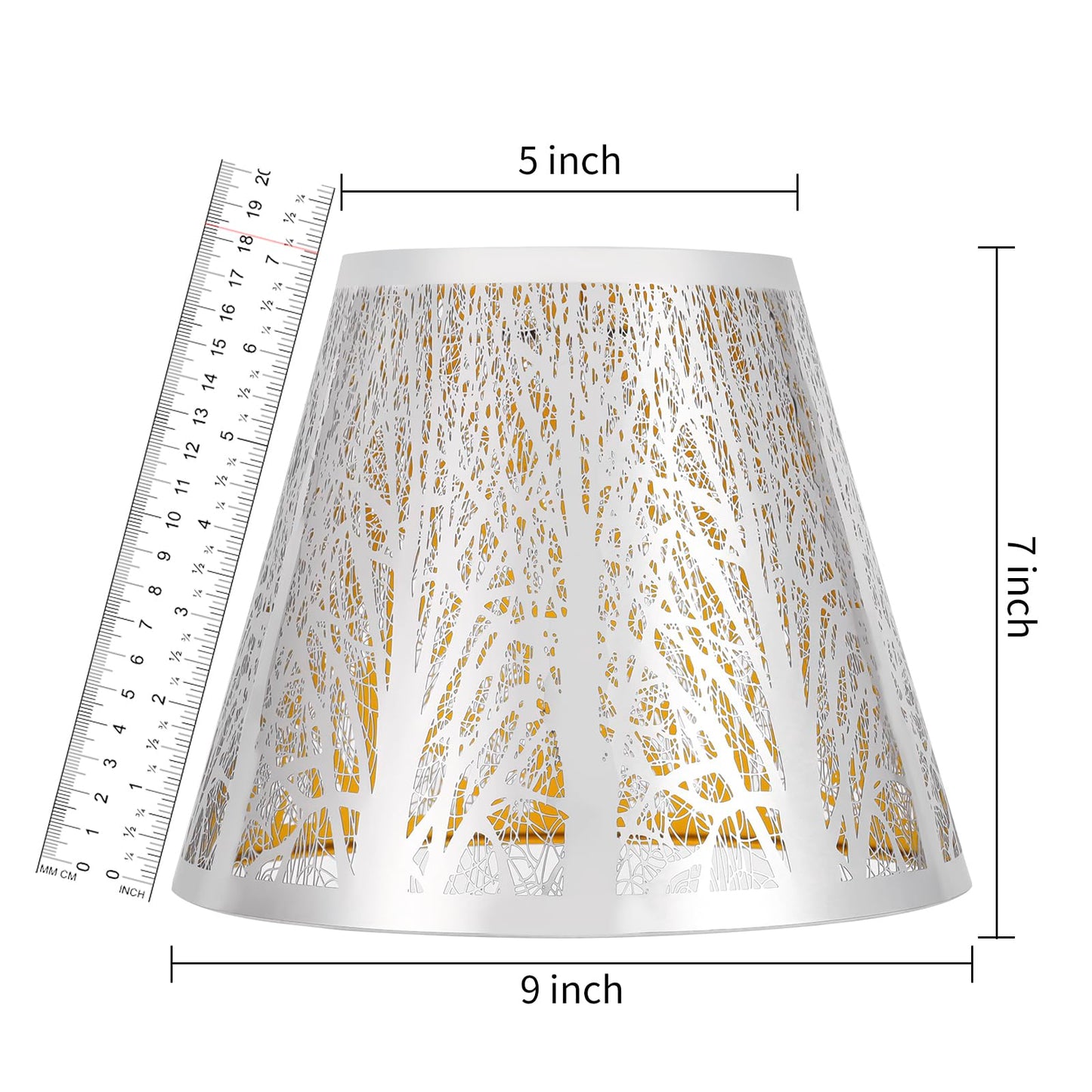 ALUCSET Small Barrel Lampshade - Stainless Steel Mirror Effect, 5in Top x 9in Bottom x 7in High, Modern Metal Replacement for Table/Floor Lamps